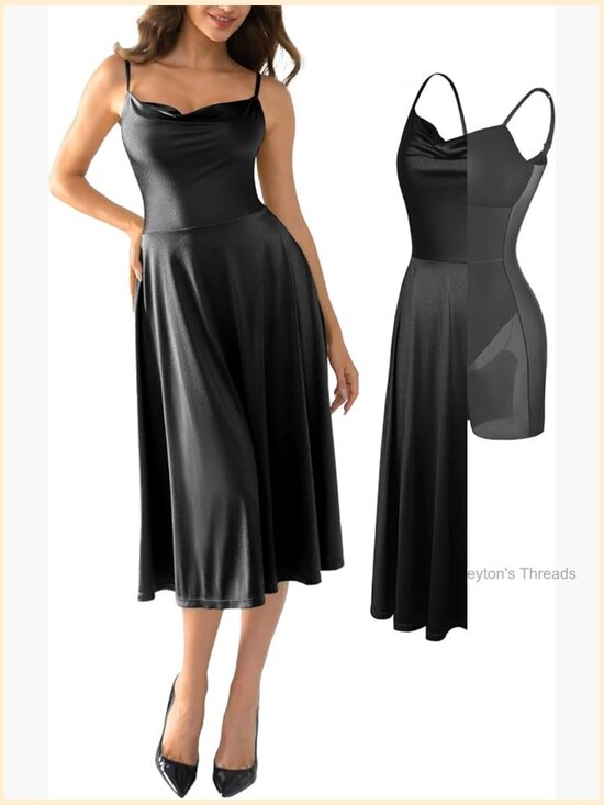 Dresses & Skirts - All-in-One Shapewear A-Line Midi Dress with Built-in Bra Tummy Control